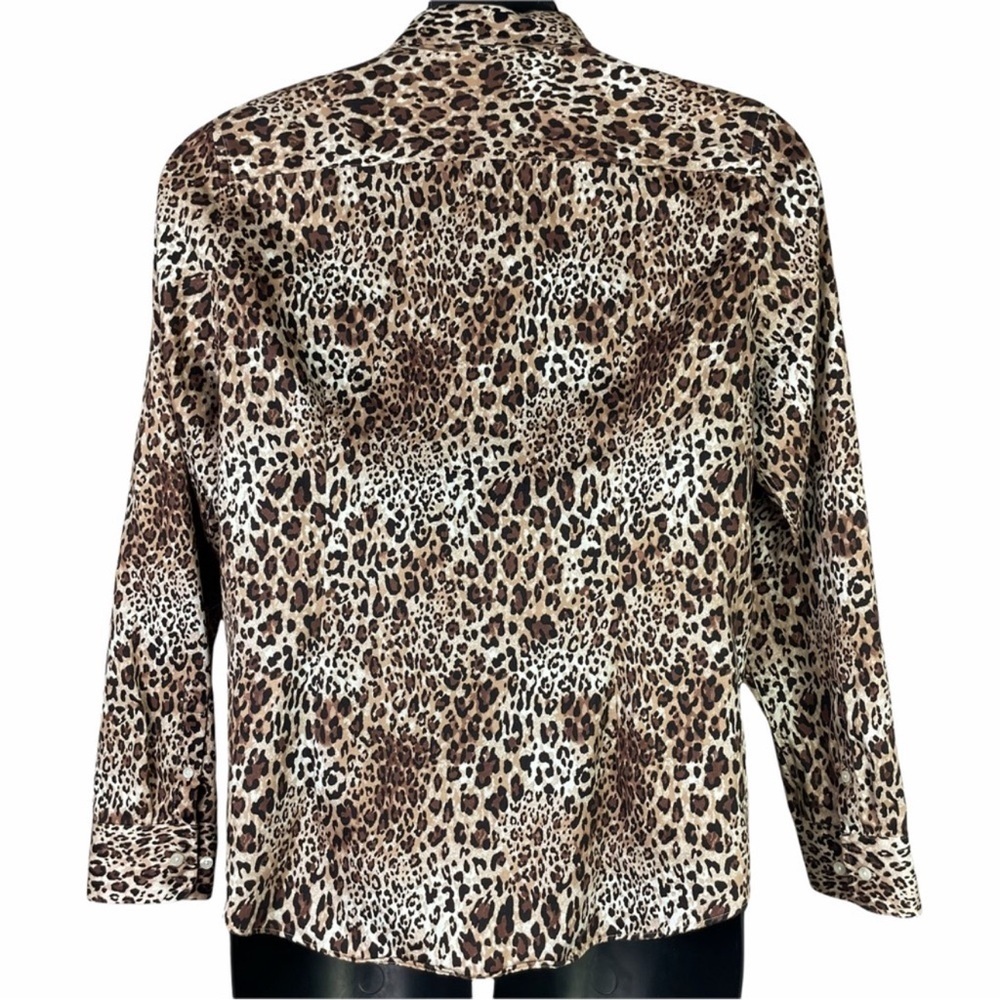 Chaps Button Down Leopard Print Top - image 3